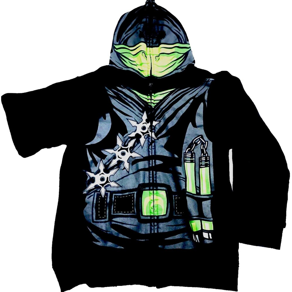Ninja Hoodie Zip Over Face Sweatshirt FSD Four Seasons Black M Youth Turtles